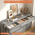 thumbnail image 5 of Dresser for Bedroom with 9 Drawers, 63" Large Modern Dressers & Chest of Drawers with Curved Profile Design, Wood Closet Clothes Storage Long Dressers Organizer for Bedroom Living Room Hallway, Grey, 5 of 7