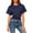 Navy, variant on Crop Top for Women Casual Solid Short Sleeve T-Shirts Loose Fit Short Blouses Summer Lightweight Shirts Pullover