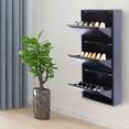 thumbnail image 6 of Wall Mounted Modern Shoe Rack-No-Assembly 3 Drawer Shoe Storage Metal Cabinet, 6 of 17