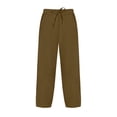 thumbnail image 5 of Tdoqot Womens Capris with Pockets- Elastic Waist Casual Quick Dry Cotton Linen Semmer Beach Pants Coffee Size M, 5 of 7