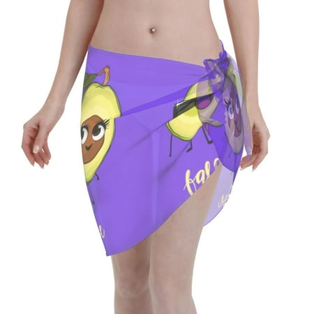 Disketp Fall In Love Women Swimsuit Cover Up Short Chiffon Summer Beach Sarong Bikini Wrap Skirt Bathing Suit