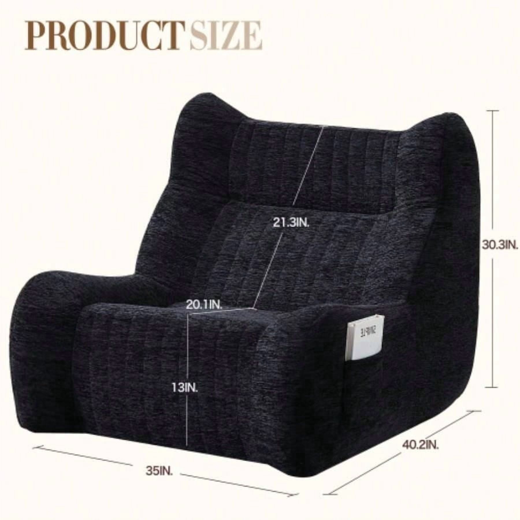 Bean Bag Chair Adults with Armrests - Oversized Comfy Beanbag Lounge Lazy Floor Sofa Accent Chair Living Room, Bedroom Black