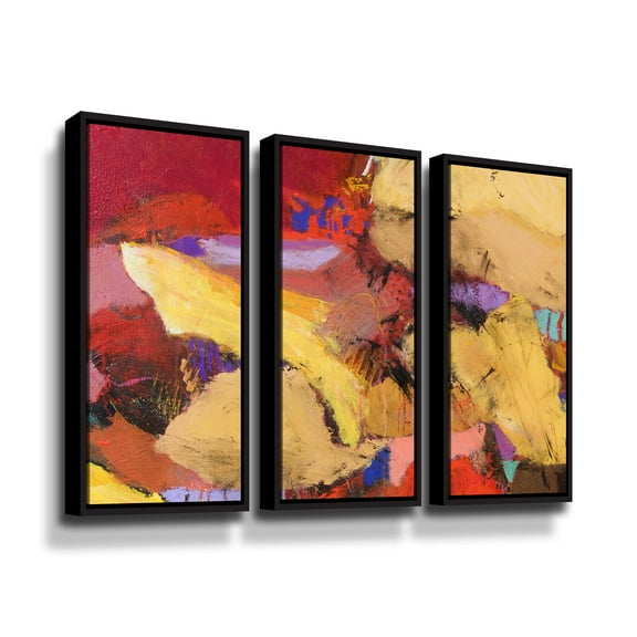 Artwall Kinky Thunder, 3 Piece Floater Framed Canvas Set by Allan Friedlander