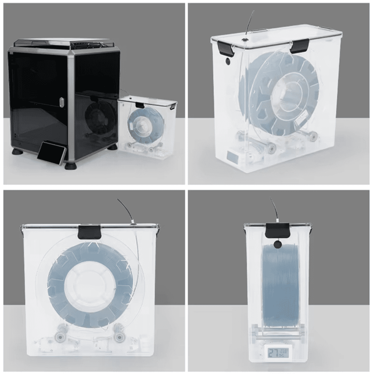 4Pcs 3D Printer Filament Dryer Box Airtight and Moisture- Real-Time Monitoring for 3D Printer PLA ABS Filaments
