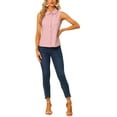 thumbnail image 2 of INSPIRE CHIC Women's Casual Tank Top Sleeveless Peter Pan Collar Chambray Shirt M Pink, 2 of 6