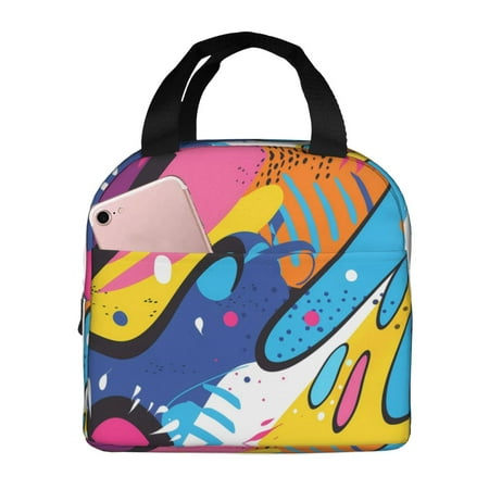 Insulated Lunch Bag for Women Men - Abstract Color Splash Leakproof Cooler Lunch Box for Women Men  Lunch Tote Bags for Work School Picnic Travel