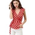 thumbnail image 1 of INSPIRE CHIC Haut à Pois Sans Manches à Col en V à Nouer à l'Avant Portefeuille pour Femme, 1 of 6