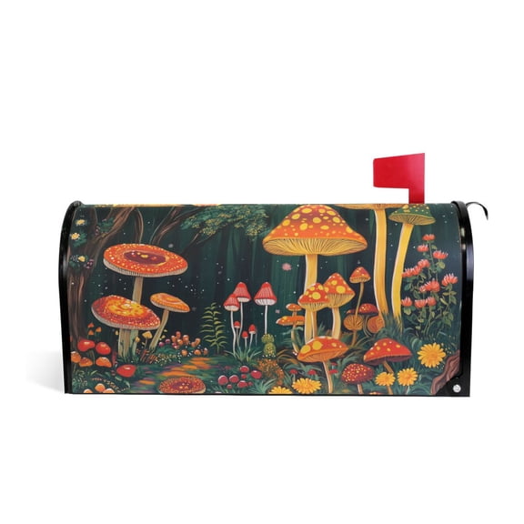 Yayeee Mailbox Cover Magnetic Standard Size Post Box Cover Wrap Decor, Forest Mushroom