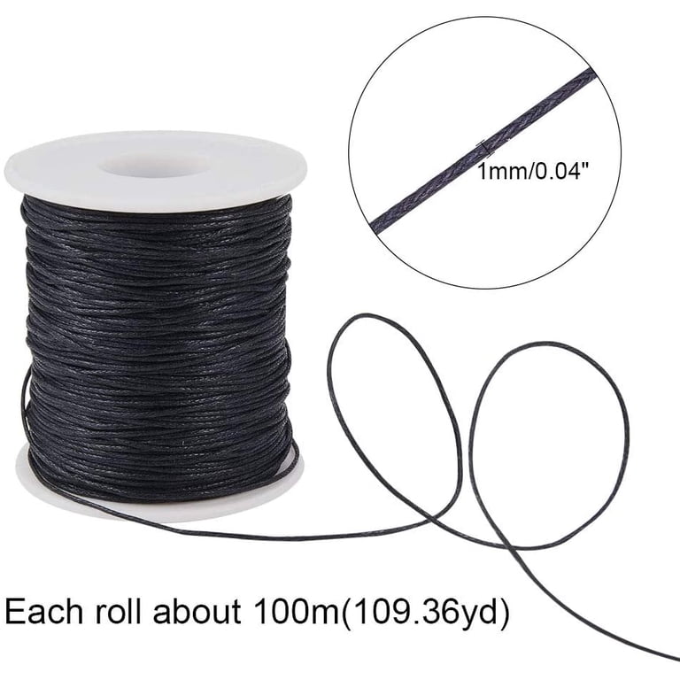 100 Yards Black Waxed Cotton Cord - 1mm Braided String For Jewelry Making, Bracelets, Necklaces & Crafts