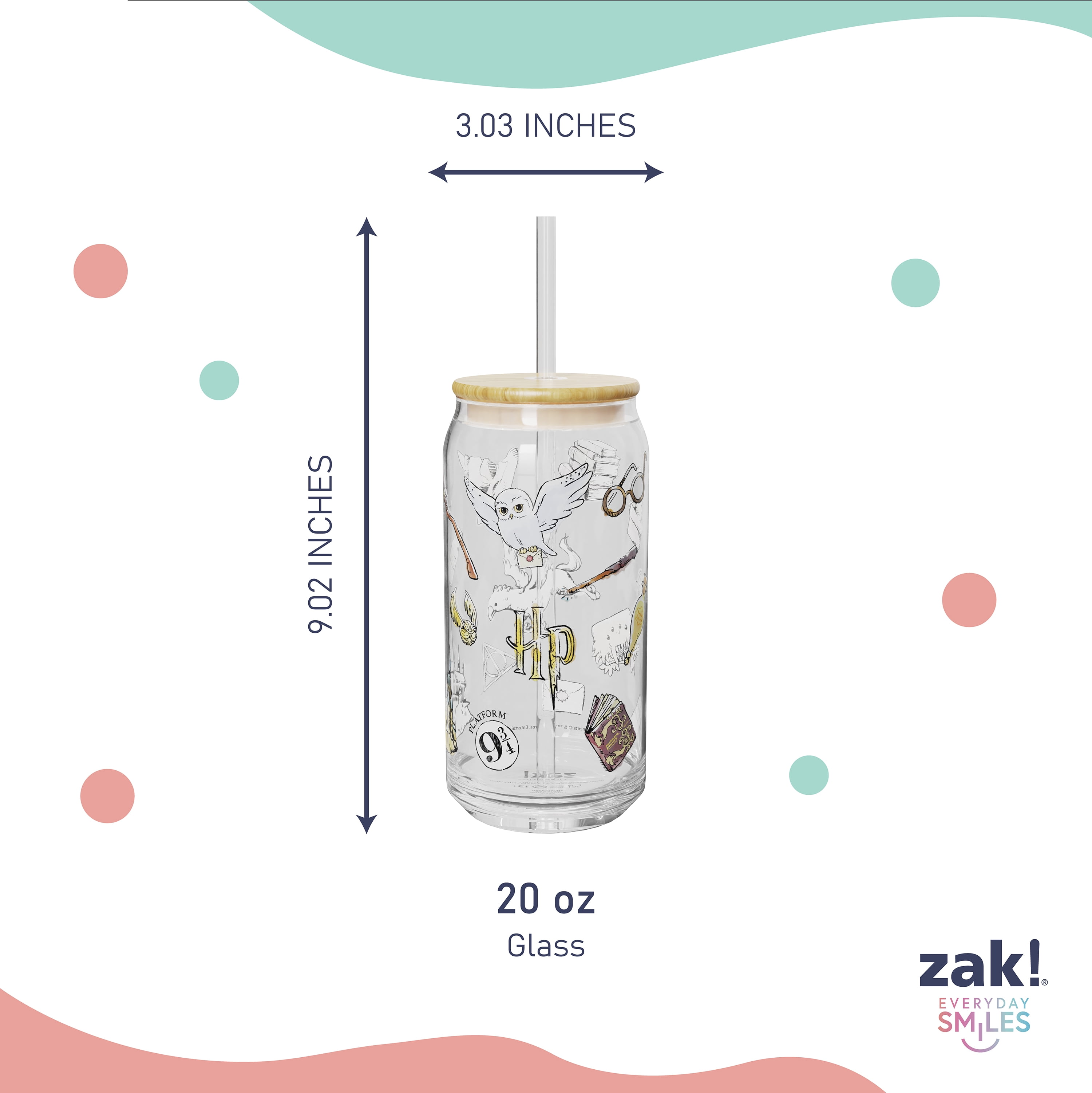 Zak Designs 20oz Harry Potter Glass Hadley Tumbler