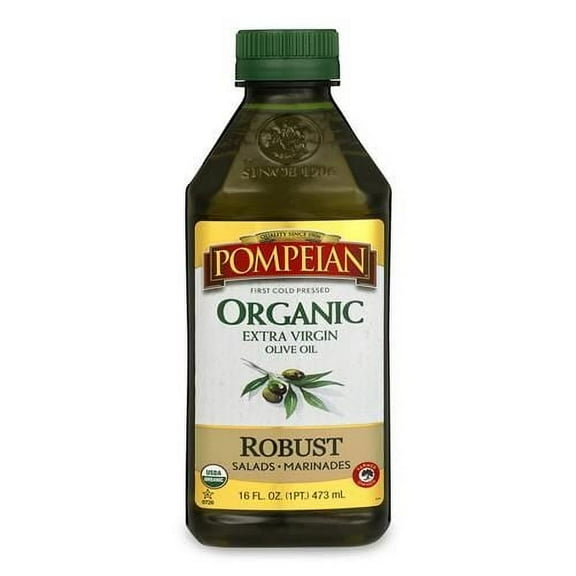 Pompeian USDA Organic Robust Extra Virgin Olive Oil, Contains Polyphenols, First Cold Pressed, Full-Bodied Flavor, Perfect for Salad Dressings & Marinades, 16 FL. OZ ( Pack of 2 )