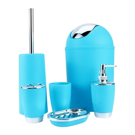 Household Accessories Set Ashata 6Pcs Bathroom Accessory Set Soap Box Dispenser Tumbler Toothbrush Household ()