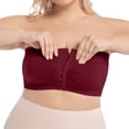 thumbnail image 2 of Gymayou Women's Plus Size Front Closure Push Up Strapless Bandeau Bra Wireless Tube Bralettes Breathable Bras Wine XL, 2 of 9