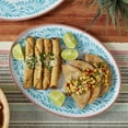 thumbnail image 4 of INFUSE 2 Piece Lebrillo Pattern Melamine Serving Platters Trays Set for Outdoor Parties Entertaining, Aqua, 4 of 5