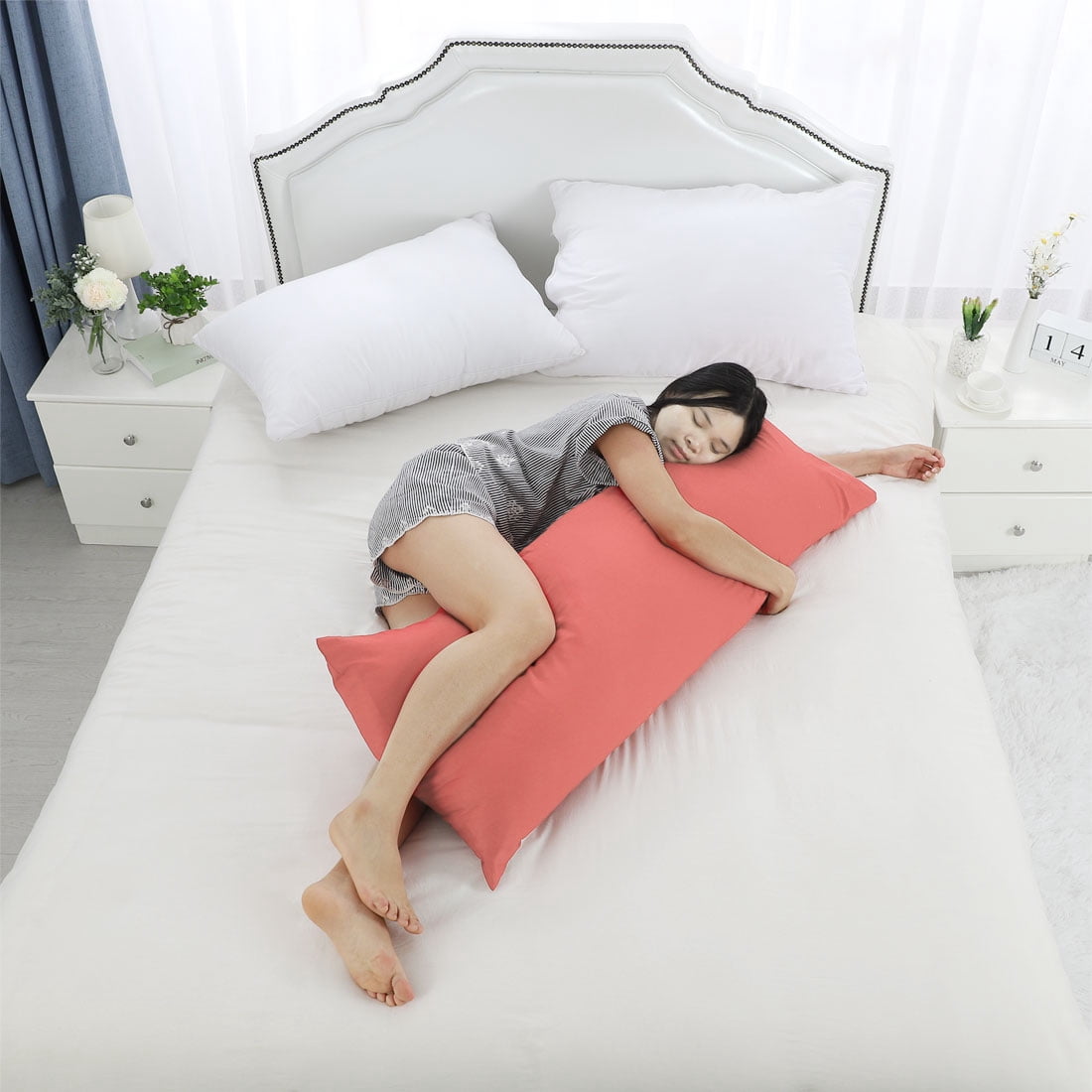 Unique Bargains 300TC Cotton Body Pillow Cover Case, 20" x 48"