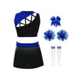 thumbnail image 2 of Runhomal Ensemble d'Uniforme de Cheerleading pour Filles, Tenues de Danse, Débardeurs Brillants, Jupe, Robe de Soirée pour Fête d'Anniversaire, Bleu 16, 2 of 3