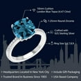 thumbnail image 3 of Gem Stone King 925 Sterling Silver London Blue Topaz Ring | 4.47 Cttw | 10MM Cushion | Gemstone Birthstone | Wedding Engagement Anniversary Promise Ring for Women, 3 of 7