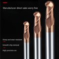 thumbnail image 2 of Gamvdout Ball Nose End Mill Long Tungsten Carbide Cutter CNC Router Bit Milling Tools R0.5 R1 R2 R3 R4 R5 R6 R7 HRC55 2 Flute for Metal, 2 of 7