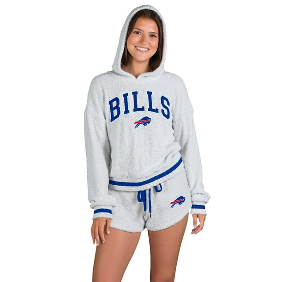 Women's Concepts Sport Gray Buffalo Bills Whitley Long Sleeve Hoodie Top & Shorts Set
