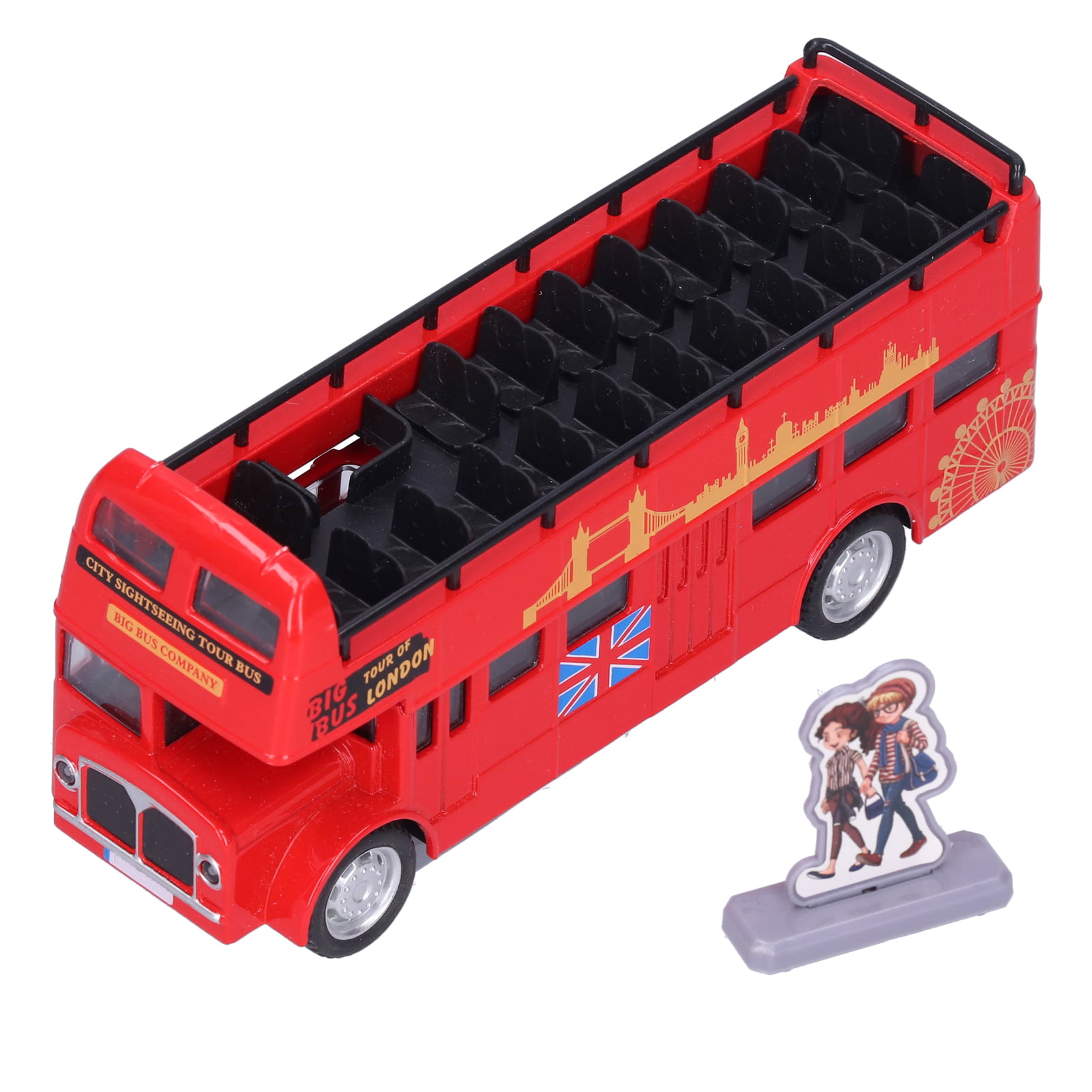 Simulation Pull Back Bus Alloy Diecast Toy with LED Light Best Birthday for Boys Girls Toddlers Bus Toy