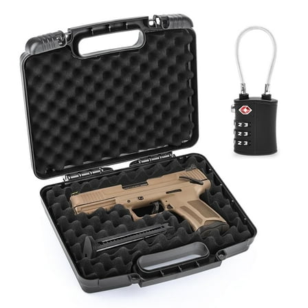Pre-Cut 9mm Gun Case with 1 TSA Lock, Lockable Hard Handgun Case for Pistols & Revolvers – Shockproof, Portable Gun Storage & Transport