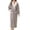 Gray, variant on Women Premium Bathrobe Shawl Collar Robe Color Block Pajama Flannels Loungewear Winter Thick Homewear Wool Fleece Night Gowns Open Front Nightshirt Soft Cardigan Nightdress Pocket PJs