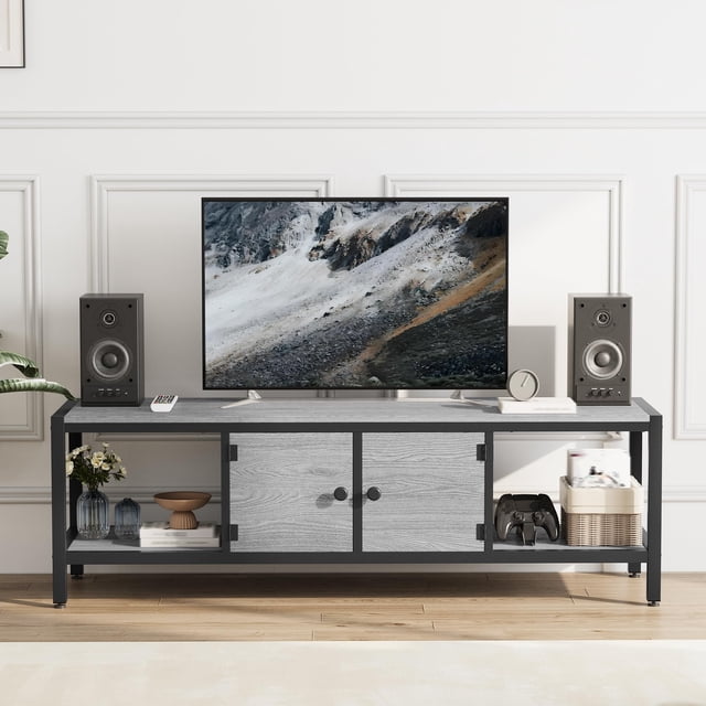 Yeshouse Soporte de TV para 65 pulgadas TV Entertainment Center, espacio de almacenamiento para hasta 75 pulgadas televi, fácil de montar moderno diseño Retro, para sala de estar