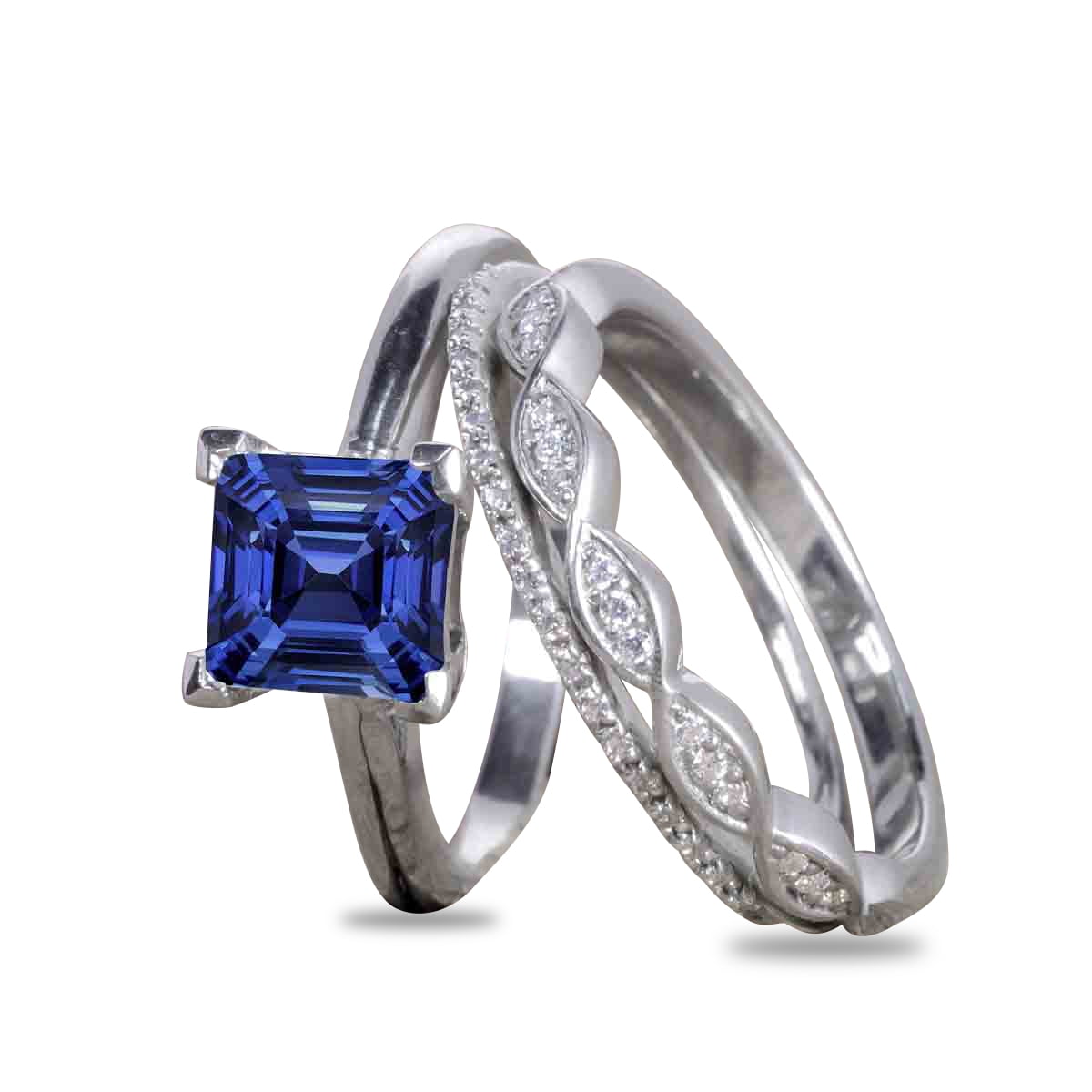 Gifts 2.50 CT Princess Cut Sapphire Halo Diamond Engagement Ring For Her With 14kt White Gold OverSilver Blue Sapphire Engagement Ring