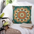 thumbnail image 4 of Boho Flower Throw Pillow Covers, Soft Pillowcases with Invisible Zipper, Yellow Green Bohemian Colorful Medallion Decorative Square Pillow Cushion Covers for Living Room Couch Sofa Bed 18x18 Inches, 4 of 8