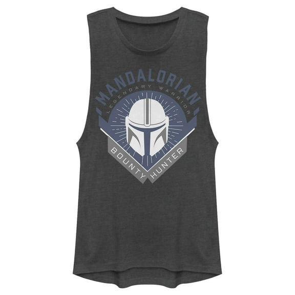 Junior's Star Wars: The Mandalorian Warrior Emblem  Festival Muscle Graphic Tee Charcoal Large