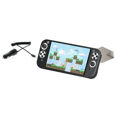 dreamGEAR Nintendo Switch OLED Essentials Bundle: Comfort Grip Case, Car Charger, Cleaning Cloth, & Screen Protector