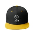 thumbnail image 2 of Daxton Classic Snapback Old English A to Z Numbers Initials Flat Bill Visor Cap-Black Gold Hat, Number 2, 2 of 3