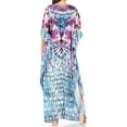 thumbnail image 2 of Sakkas Yeni Women's Short Sleeve V-neck Summer Floral Long Caftan Dress Cover-up - MM387-Multi - One Size, 2 of 5