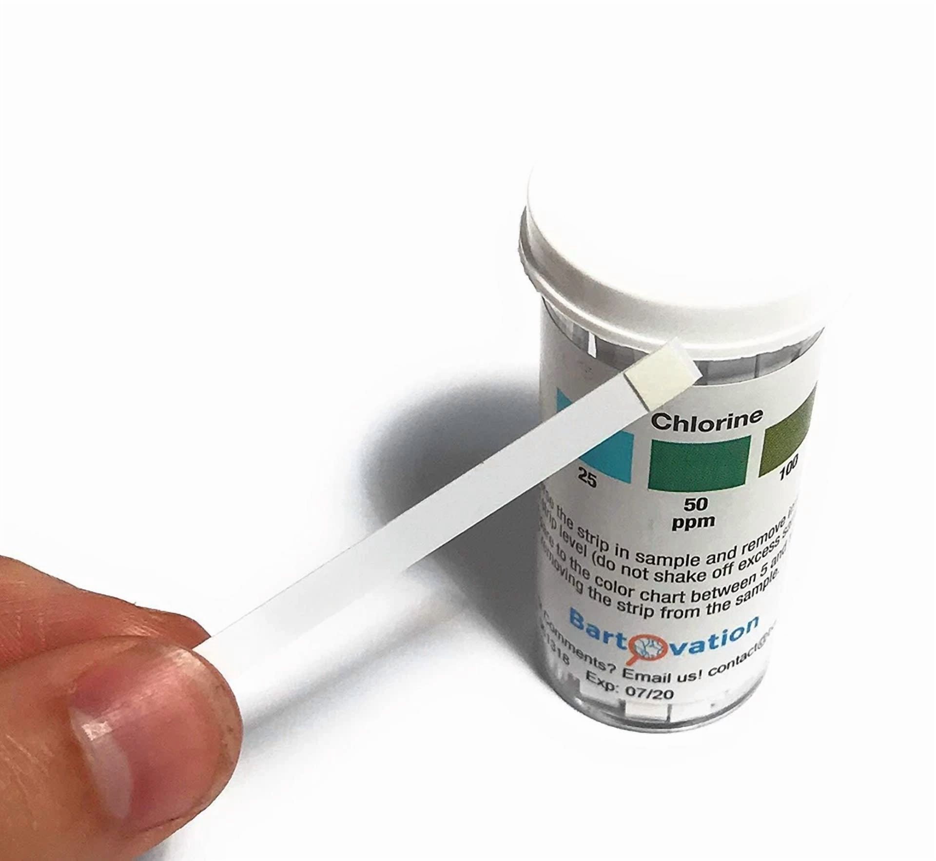 CRESTIN- Mid-Level Chlorine Test Strips, 0-200 Ppm [Vial Of 100 Plastic Strips]