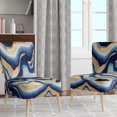 thumbnail image 2 of Designart "Flowing Vibrant Blue and Gold Art IV" Blue Modern Upholstered Accent Chair - Modern Arm Chair For Living Room, 2 of 5