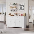 thumbnail image 1 of Zocalo Buffet de Almacenamiento con 4 Puertas y Cajón, Gabinete Multiusos para Cocina y Comedor 137.9 cm, Blanco, 1 of 10