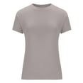 thumbnail image 6 of Womens Slim Fitted T Shirts Crew Neck Short Sleeve Basic Tee Y2k Crop Tops Tight Tshirts Trendy Summer Clothes (S, Dark Gray), 6 of 6