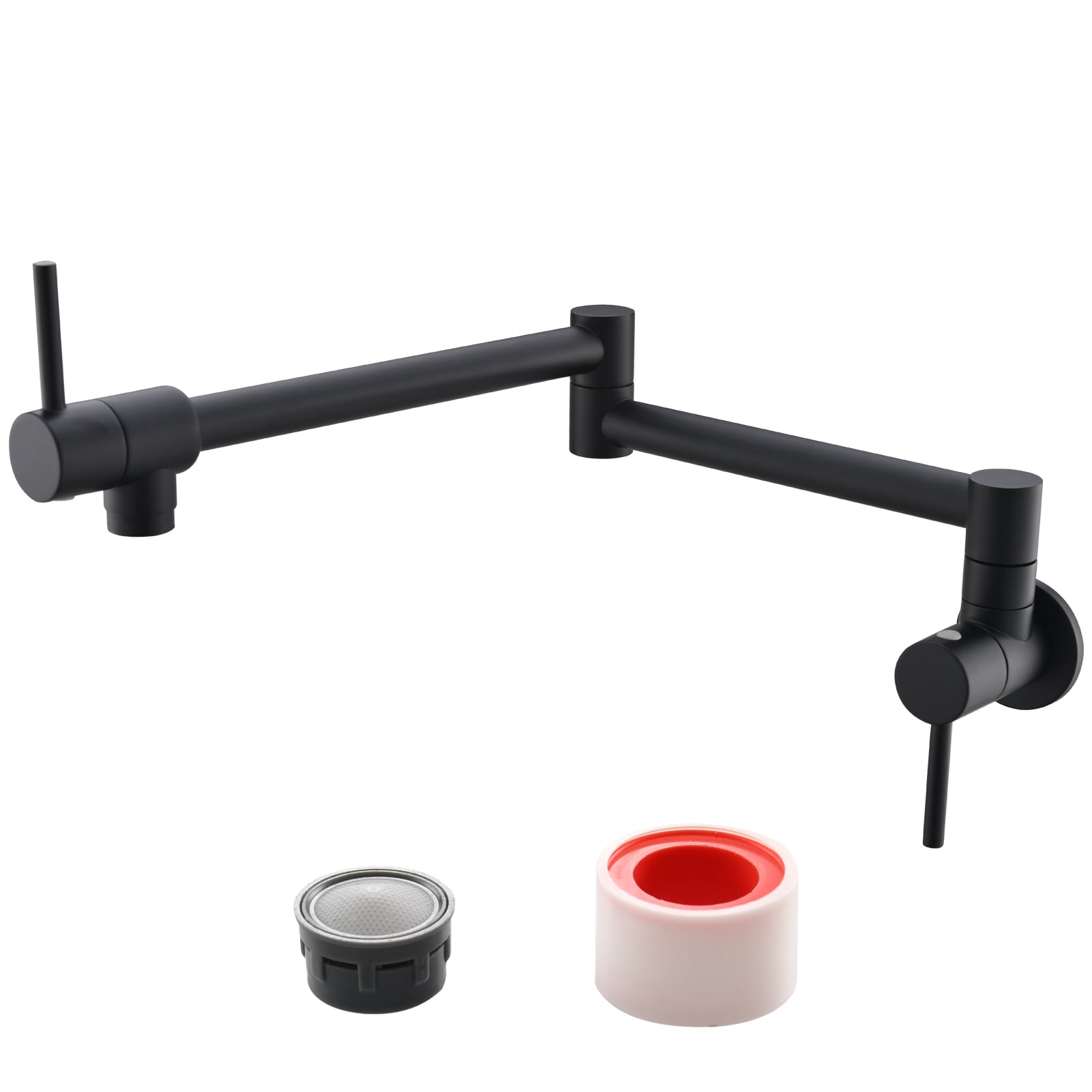 Brass Folding Faucet 1/2" NPT Wall Mount Kitchen Faucet Two Handles Cold Water Tap Black