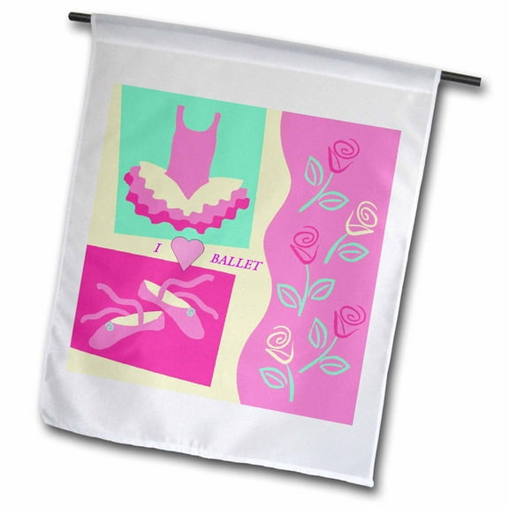 3dRose, I Love Ballet, 12 x 18 inch Garden Flag