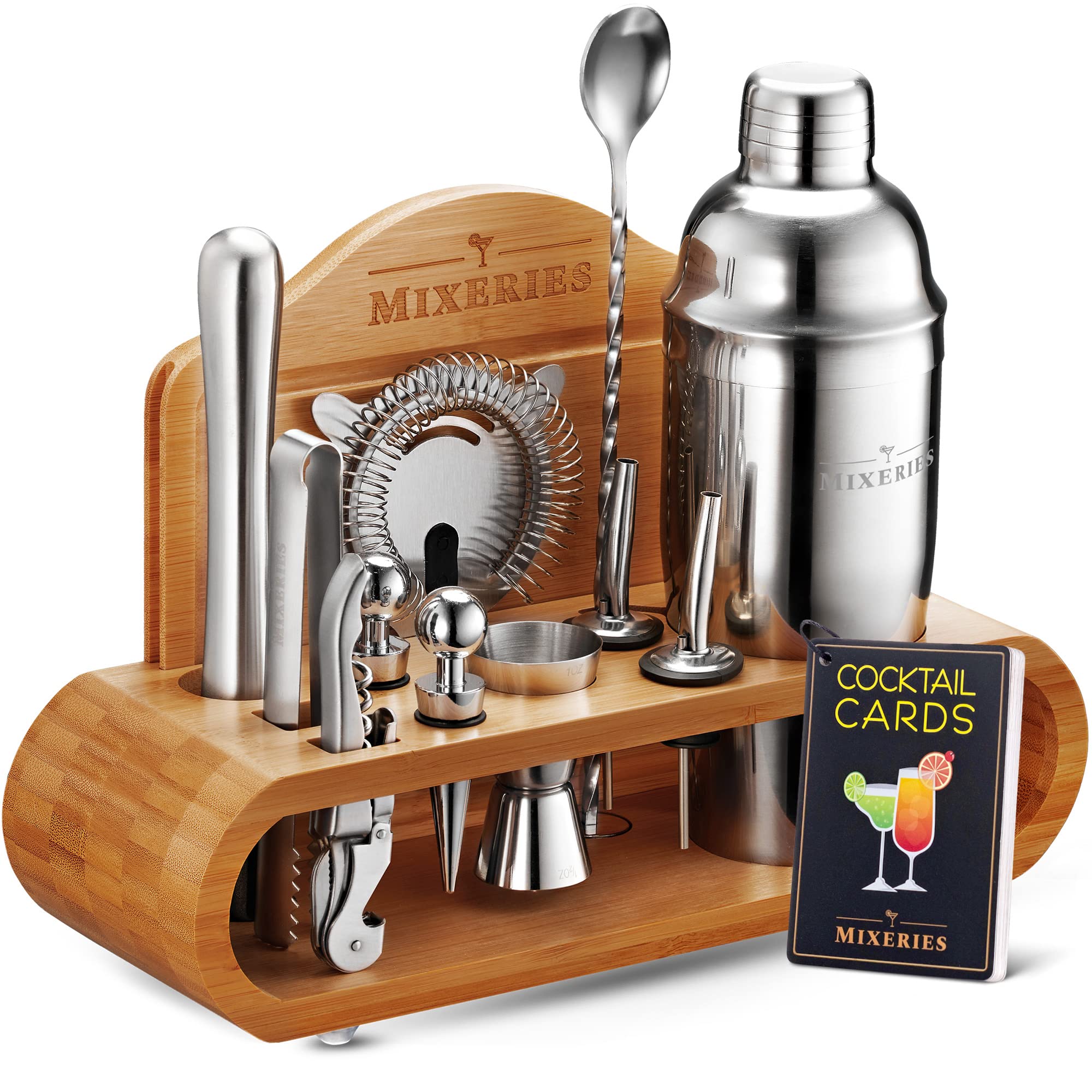 Mixology Bartender Kit with Stand 19 Piece Bar Set Cocktail Shaker Set,  Drink Mixer Set for Home Bar with All Bar Accessories Bar Tool Set,  Cocktail Kit, Mixology Set, Bar