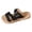 Black, variant on Slides Sandals for Women Summer Beach Vacation Lightweight Denim Slip on Flat Shoes Trendy Buckle Strap Casual Open Toe Slippers Beige Size 9.5