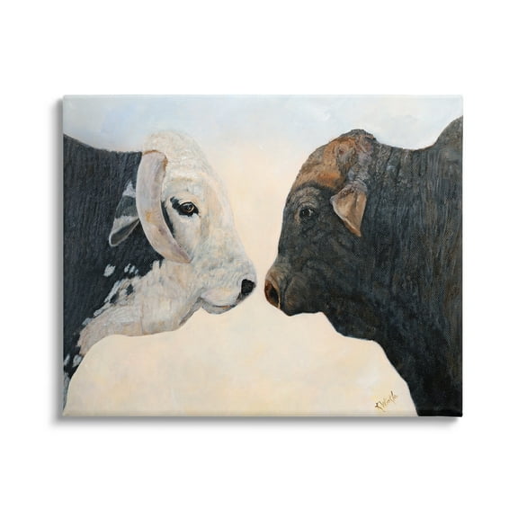 Stupell Oxen Cattle Duo Rural Wildlife Animals & Insects Painting Gallery Wrapped Canvas Print Wall Art