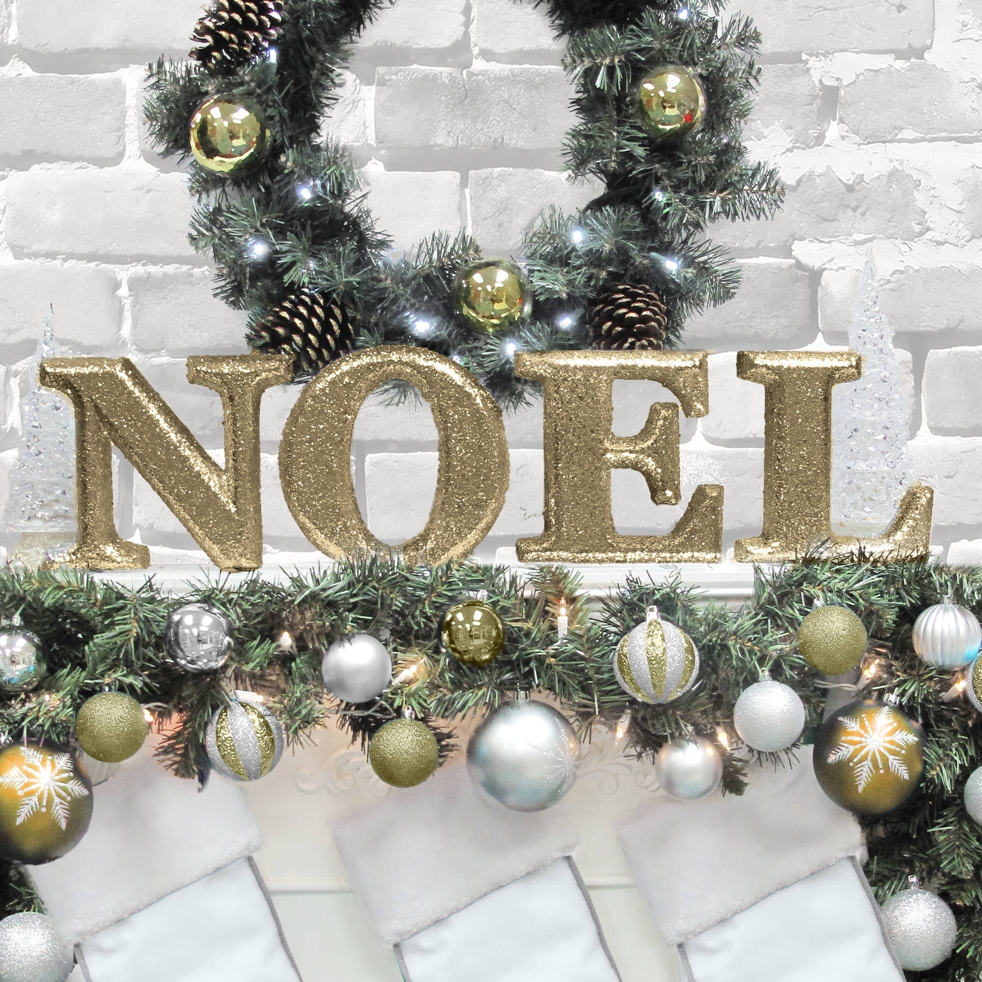 Holiday Time Christmas Decor 8" Decorative NOEL Letter Set, Glitter