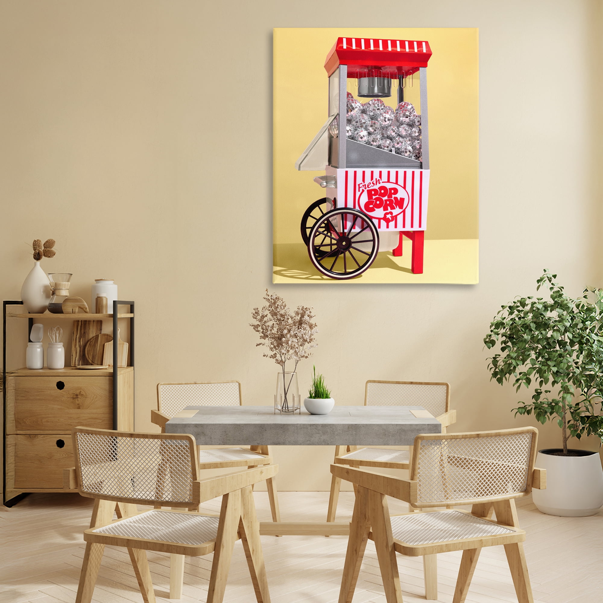 Stupell Industries Disco Popcorn over Yellow Canvas Wall Art, design by LISH Creative