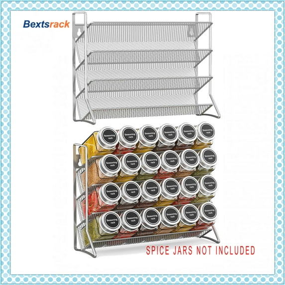Bextsrack 4 Layer Storage Shelf for countertop 2 PC(Spice Jars not Included)-(Silver)