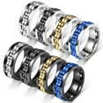 thumbnail image 3 of YIFSIY Black Gold Gear Spinner Ring Stress-Reducing Anti-anxiety Stainless Steel Rotates Ring for Men Size 9, 3 of 5