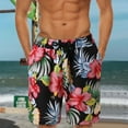 thumbnail image 2 of Caqnni Men's Hawaiian Beach Shorts Elastic Waist Drawstring Lightweight Summer Casual Shorts with Pocket(Black,5XL), 2 of 5