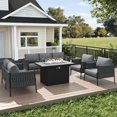 thumbnail image 6 of LayinSun 5 Piece Outdoor Furniture Set with Fire Pit Table, Modern Rope Woven Patio Conversation Sofa Set with Olefin Braid and Deep Seating, 6 of 9