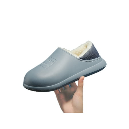 

UKAP Men Comfort Moccasin Slippers Daily Anti-Slip Home Shoes Outdoor Plush Lining Winter Slipper Blue 7.5