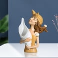 thumbnail image 1 of Estatuilla de chica nórdica, florero, estatua para el hogar, , escultura, arte coleccionable para centro de mesa, decoración para sala de estar, Café BLESIY Jarrón de estatuilla de niña, 1 of 4